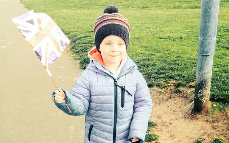 Noah Wright, 5, at Seaton Carew, Hartlepool.