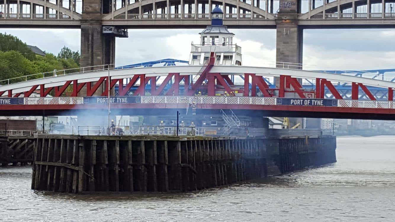 Fire on Newcastle's Swing Bridge (Photo Credit: Jonny Drew)