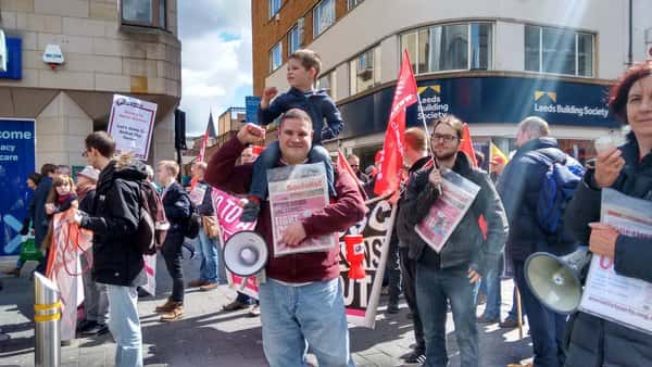 William Jarrett, chair of the North East section of the National Shop Stewards Network (NSSN) showing solidarity at the rally/Sophie Dishman.