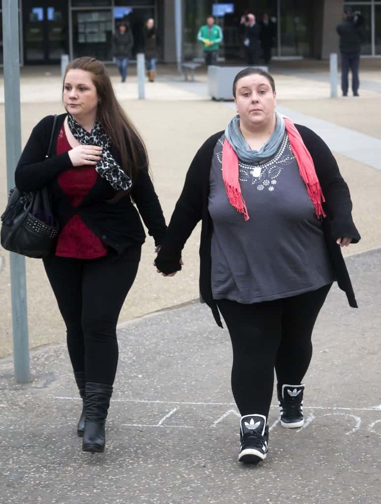 Picture by: Danny Lawson / PA Wire/Press Association Images Rachel Fee (left), and her partner Nyomi Fee, 28, leaving the High Court in Livingston, Scotland.