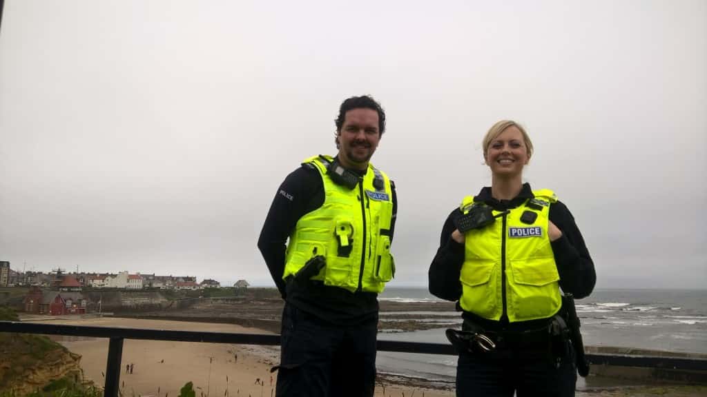 PCs Dave Williams and Caroline Brown at Cullercoats Bay, who are part of the initiative.