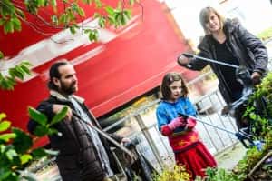 Rev. Chris Howson, Sunderland University Chaplain and his daughter help in the clean-up efforts.