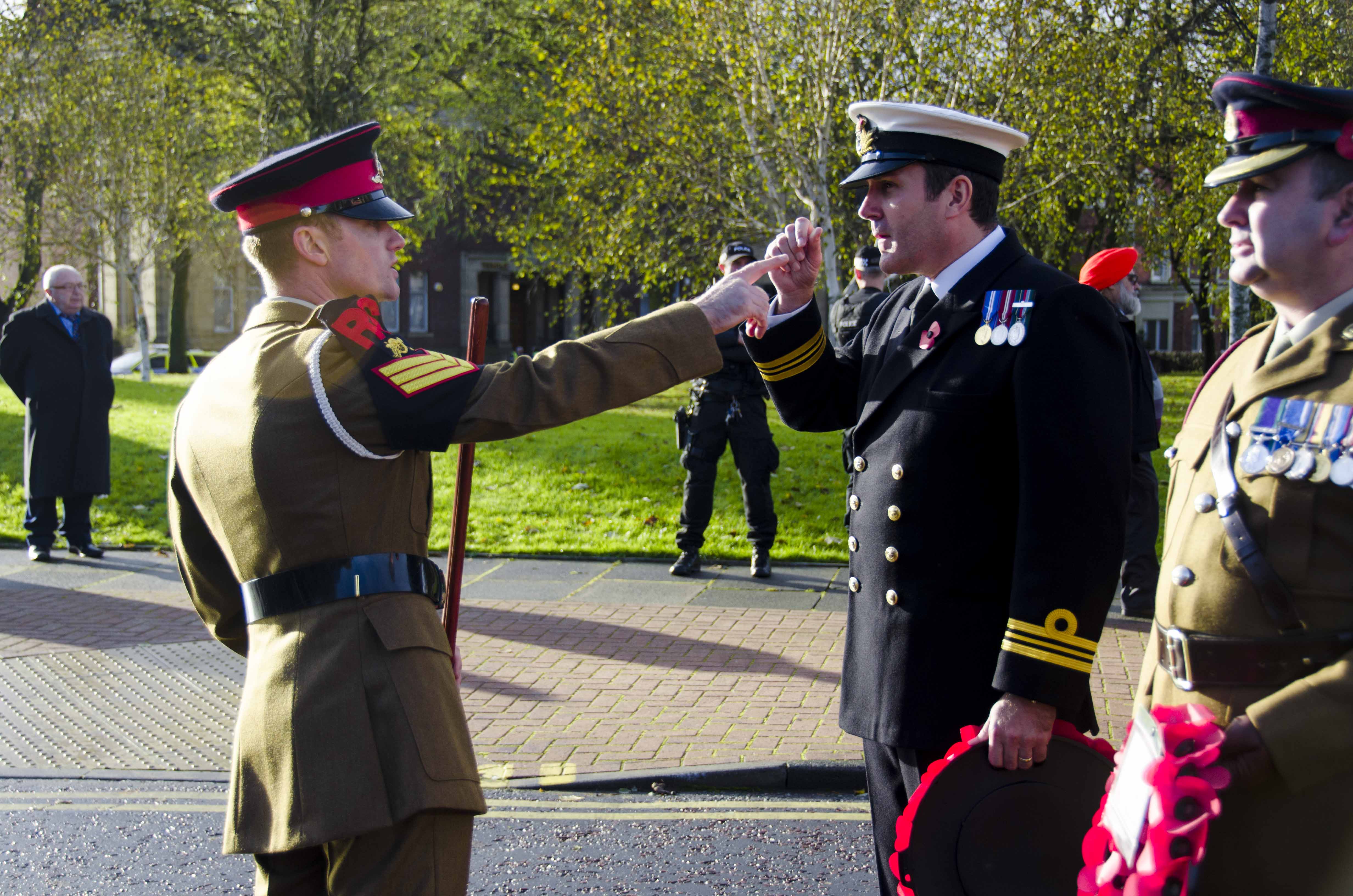 WO1 Sean Armstrong inspects the parade before marching off.