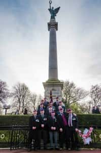 Members of the Sunderland Parachute Regiment Association gather around the Cenotaph.