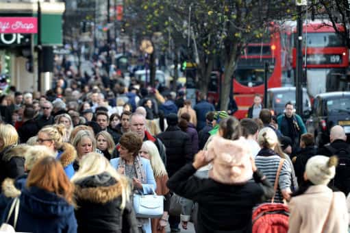 Shoppers on Oxford Street in London on the last Saturday before Christmas, which is expected to be the busiest of the year.