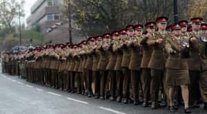 Dated: 08/11/2015 Hundreds of service personnel are joined by the Lord Lieutenant of Tyne and Wear, the Mayor of Sunderland and war veterans for this years Sunderland Remembrance Parade and Service this morning. #NorthNewsAndPictures/2daymedia