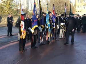 Armistice Day Ceremony at Burdon Road War Memorial. Image courtesy Adam Wood