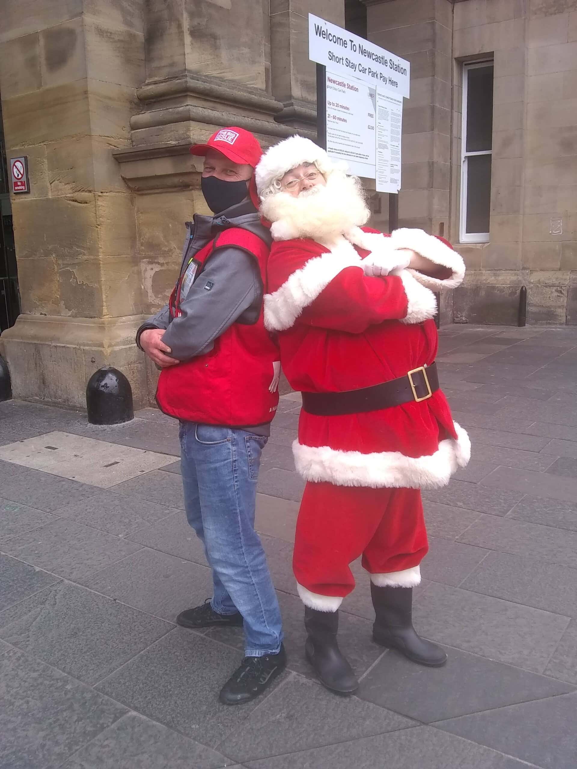 Earl Charlton Big Issue Vendor With Santa